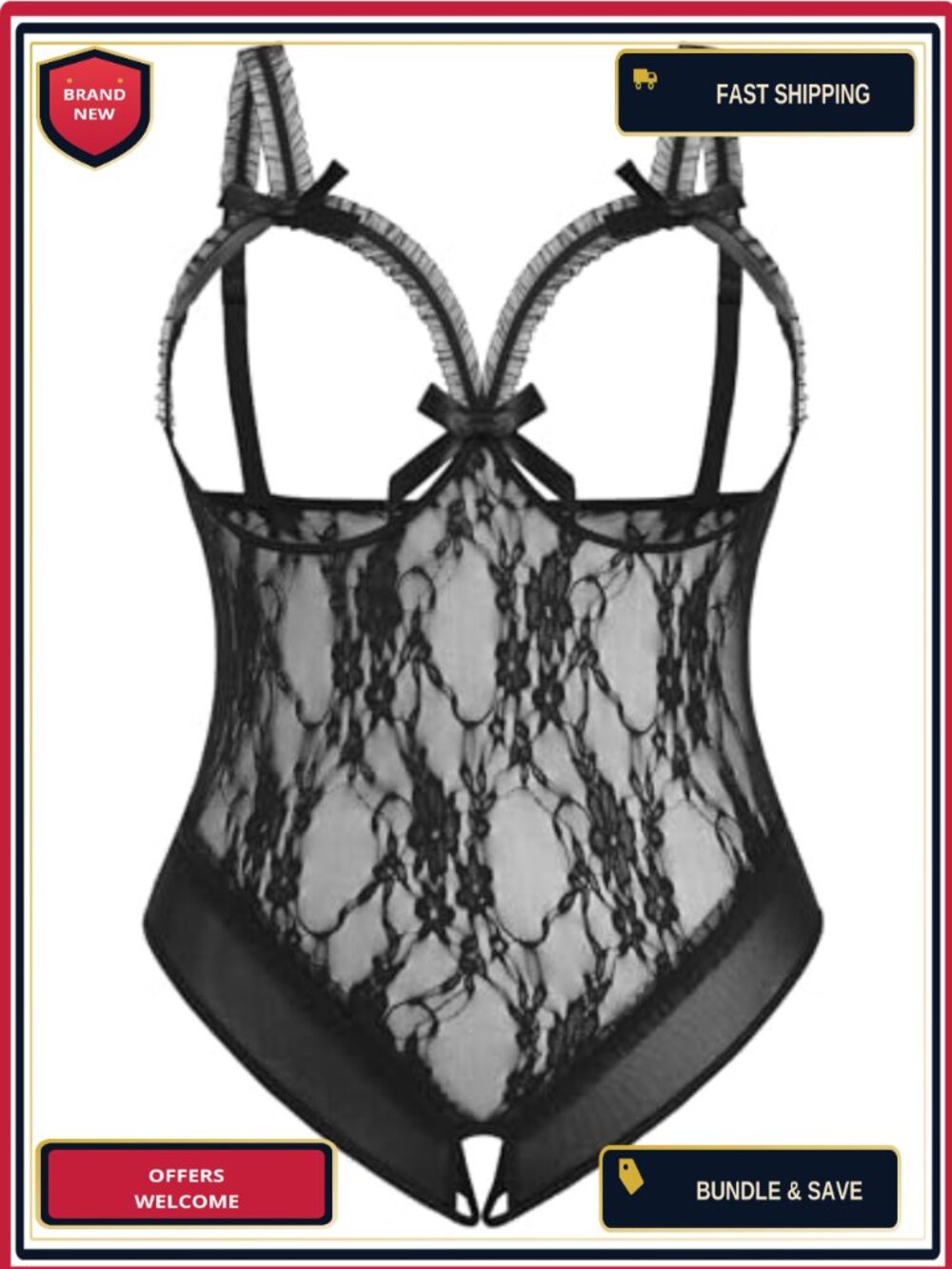Plus Size Lace Babydoll Teddy Bodysuit One Piece Lingerie Sleepwear